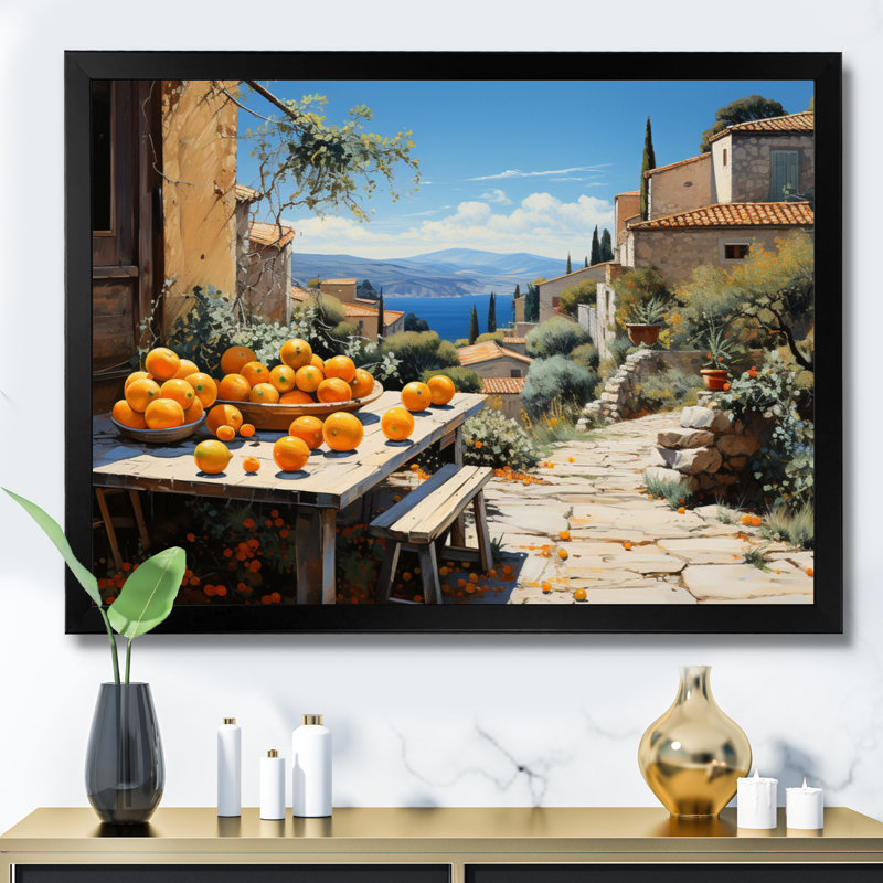 Marlyssa French Mediterranean Bliss In Provence I - France Wall Art, 30" H x 40" W x 1.5" D, Black Single Picture Framed