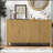 Modern 57.5" Stripe Door Storage Cabinet, 4-Door Sideboard with Back-of-Door Storage Racks & Side Hooks, Adjustable Shelves, MDF Cabinet with Aluminum Handles-569878381