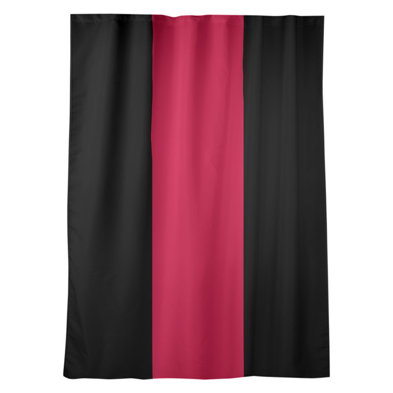 Striped Room Darkening Rod Pocket Single Curtain Panel, Seattle Baseball Black/Red