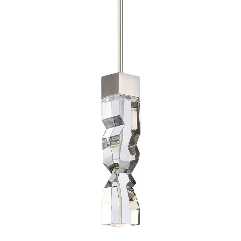 Luminaire suspendu simple à 1 lumière Mamadim, Nickel poli, H 63,88 po x l 3 po x P 3 po