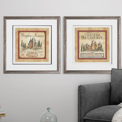 « wine labels i », ensemble de 2 annonces encadrées