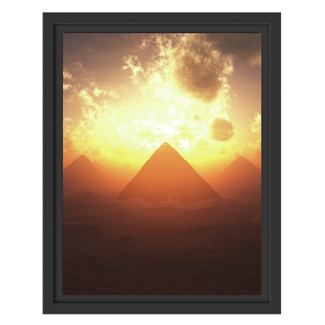 Gerahmtes Wandbild PyramidenSonnenuntergang