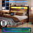 Bed Frame with 4 Underbed Drawers, Modern Bed with Storage Headboard, LED Lights and Charging Station-452723434-440467646