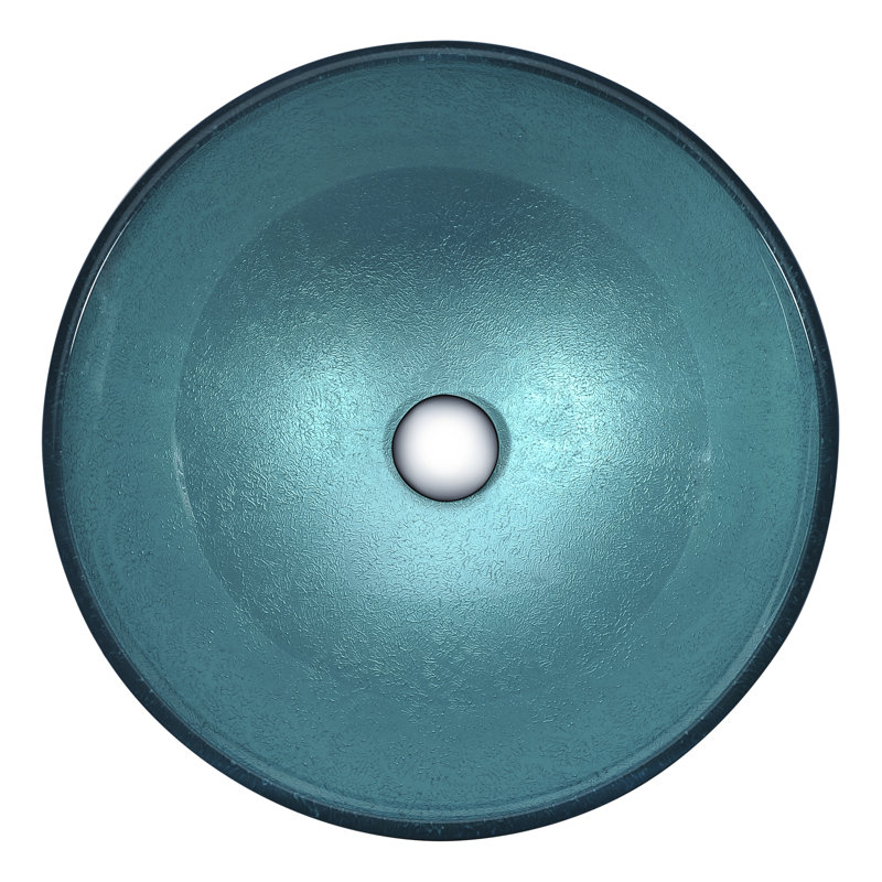 ANZZI Posh 16.5'' Glass Circular Bathroom Sink, Coral Blue