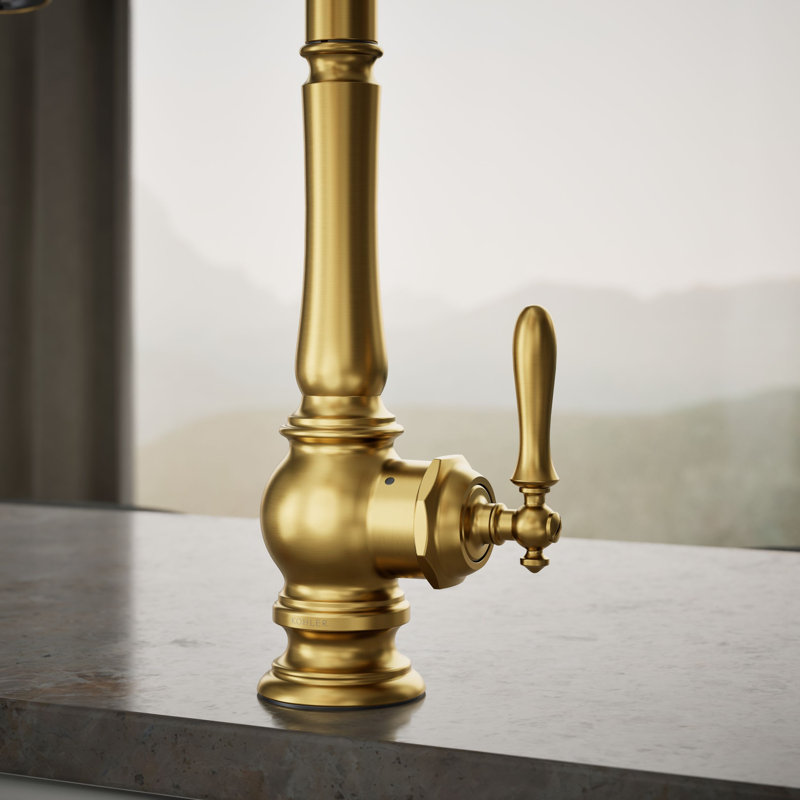 Artifacts® Touchless and Voice-Activated Pull Down Kitchen Sink Faucet with Three-Function Sprayhead, Gold