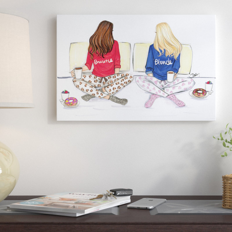 «Blond et brune», impression sur toile, H 8 po x l 12 po x P 0,75 po, Toile tendue