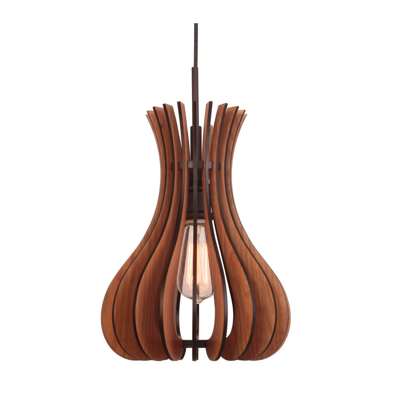 Luminaire suspendu géométrique 1 lumières simple Tyshawn, Wengé, Bronze