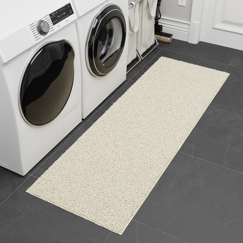 Mair Plush Non-Slip Rubberback Extra Long Hallway Runner Rug for Bedroom, Living Room, Bathroom, Cream, Runner 2' x 4', Cream