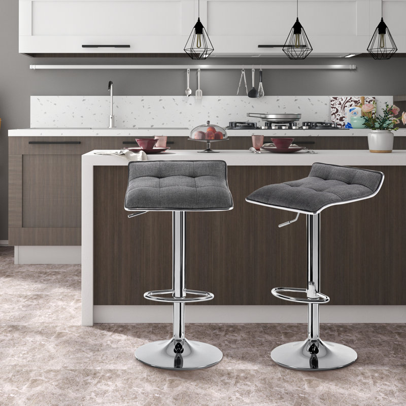Padula Upholstered Counter Stool with Metal Frame, Dark Grey
