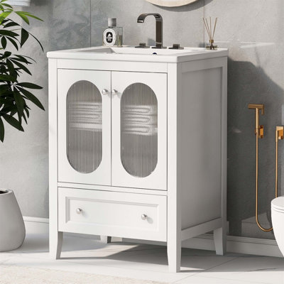 Meuble-lavabo blanc 24 po avec tiroir et portes