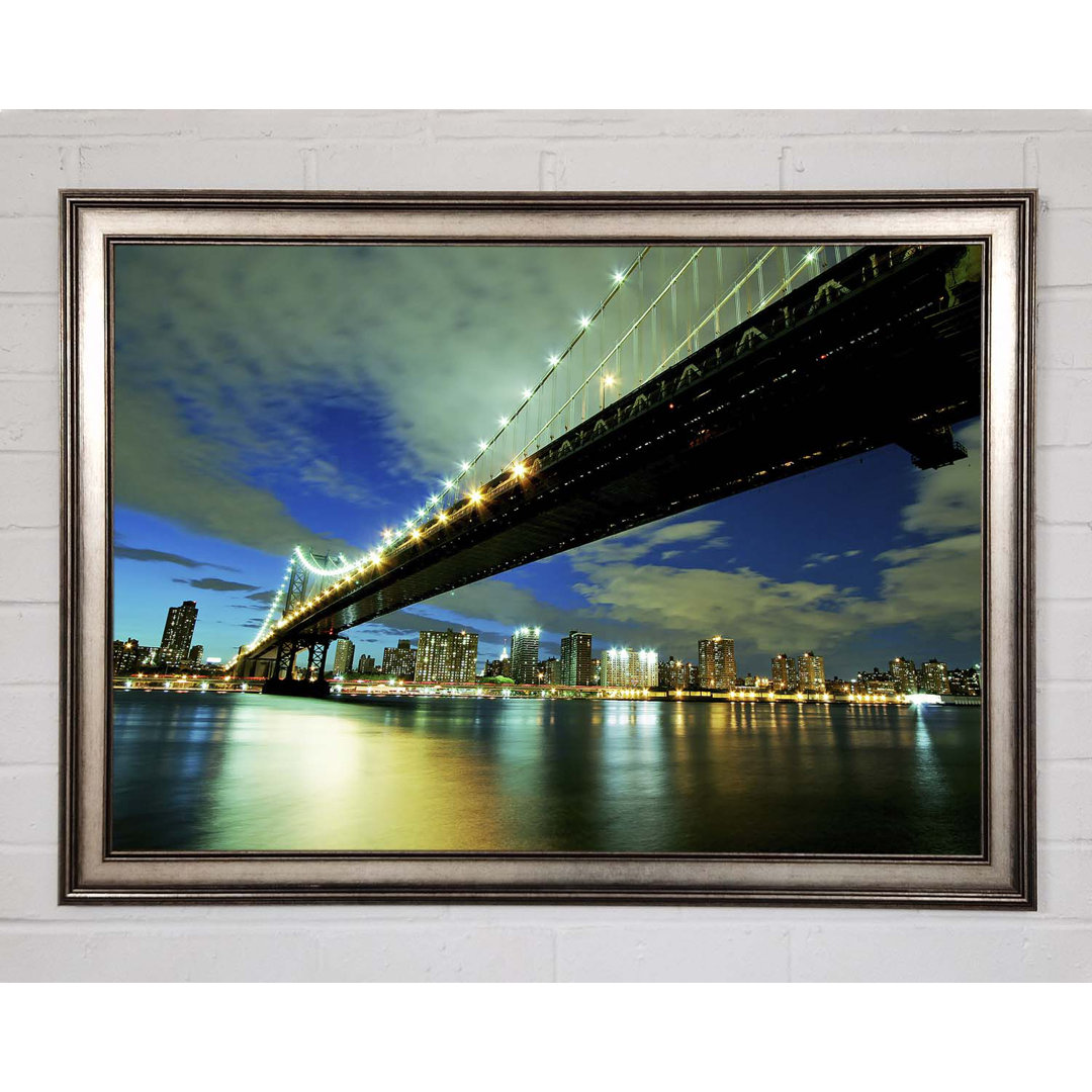 New York Brooklyn Bridge von unten Gerahmter Druck