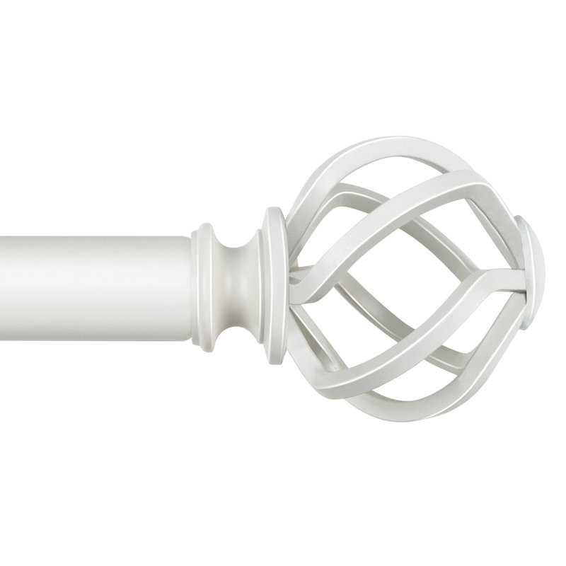 Tringle à rideaux simple réglable de 36 à 72 po Aref, 72" - 144", Ivoire blanc