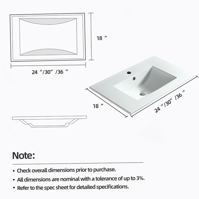 Lavabo rectangulaire pour salle de bain et cuisine