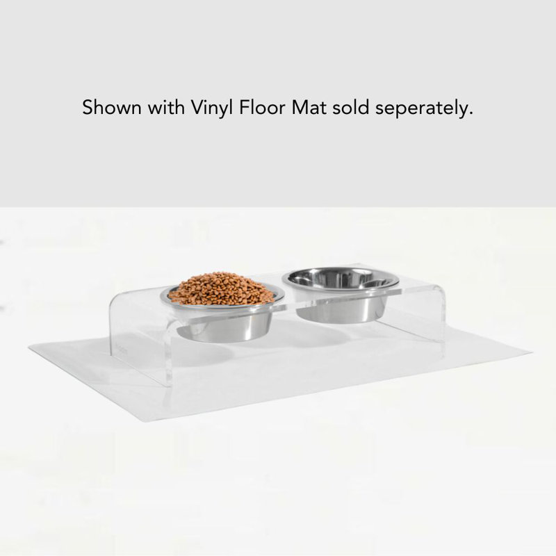 Clear Elevated Feeder with Silver Bowls, 3.5 cups