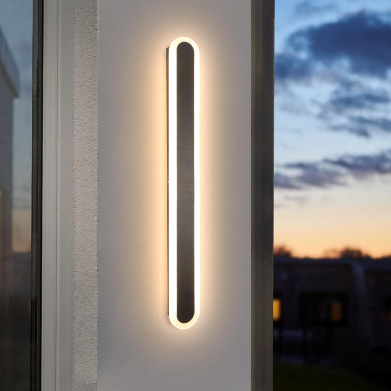 Modern Outdoor Wall Light Outdoor Wall Sconces Black Exterior Wall Light Fixtures Wall Mount LED Long Light Wall Sconces For House, Garage, Patio, Porch, Stairway (3000K)
