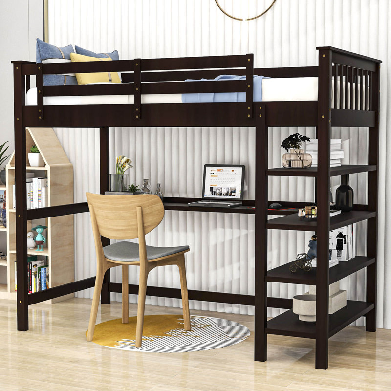 Ettie Kids Loft Bed, Espresso, Twin