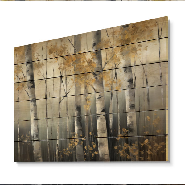 Millwood Pines Birch Tree Dense Forest II - Tree Print on Natural Pine ...