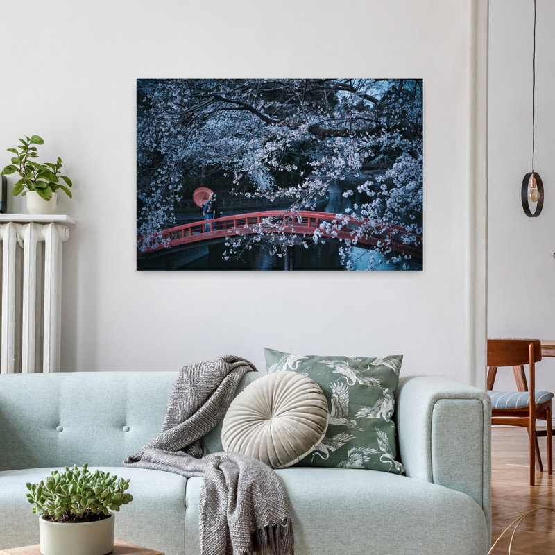 Art mural de Sakura Bridge Serenity, H 36 po x l 24 po