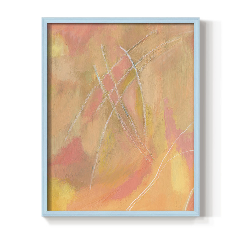 «Peach Bliss IV», reproduction encadrée - bois massif, Cadre simple bleu, H 10 po x l 8 po