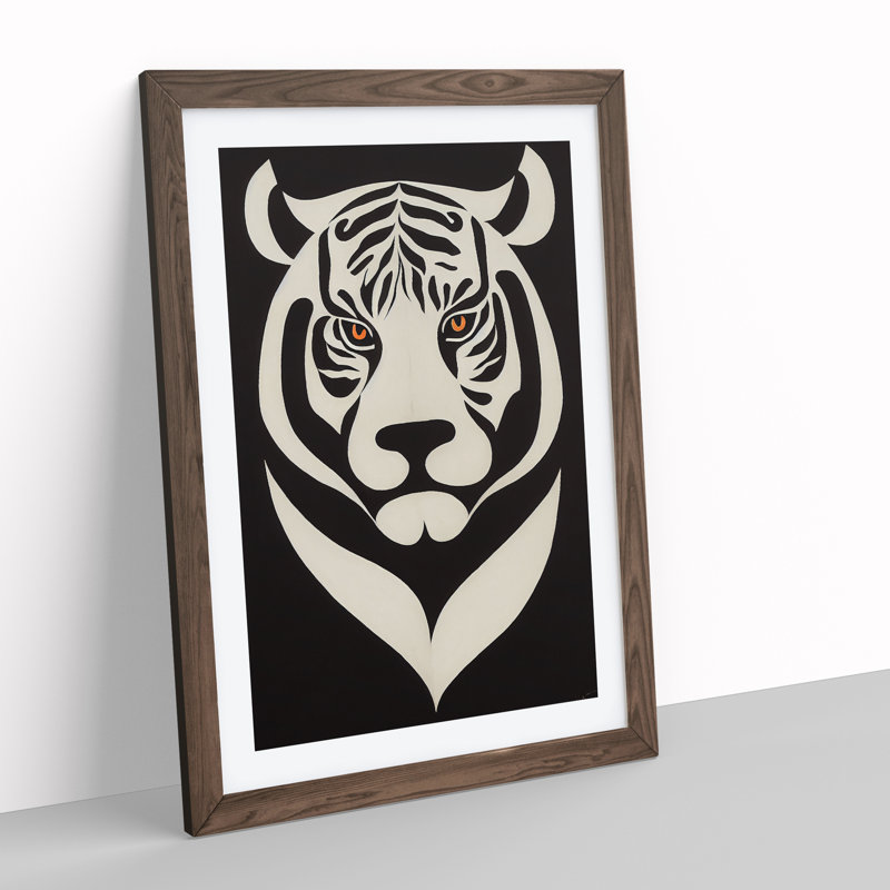 Tiger - Framed Print, 46cm H x 34cm W x 2cm D, Walnut