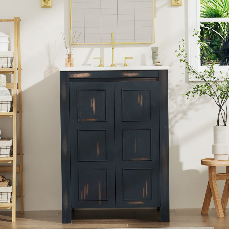 Petit meuble-lavabo 24 "avec lavabo en céramique