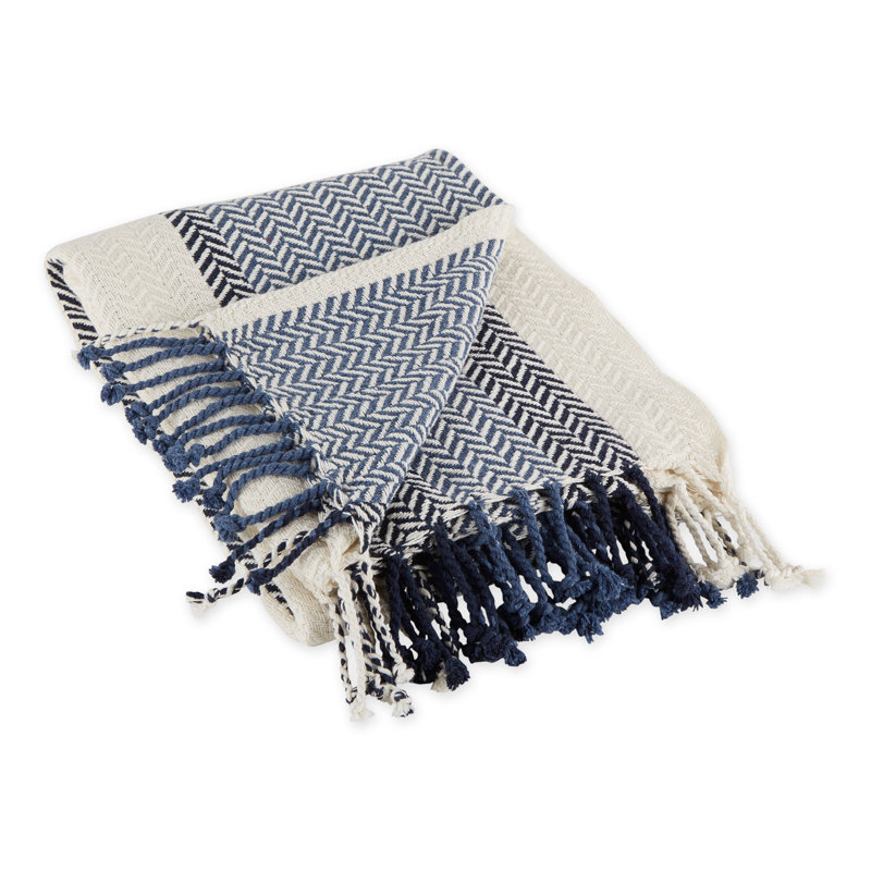 Throw Blanket, Ivory/Blue/Navy