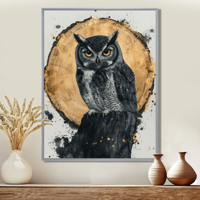 Giannoulis Dalk Owl Into Golden Forest Landscape II - Owl Wall Art for Living Room