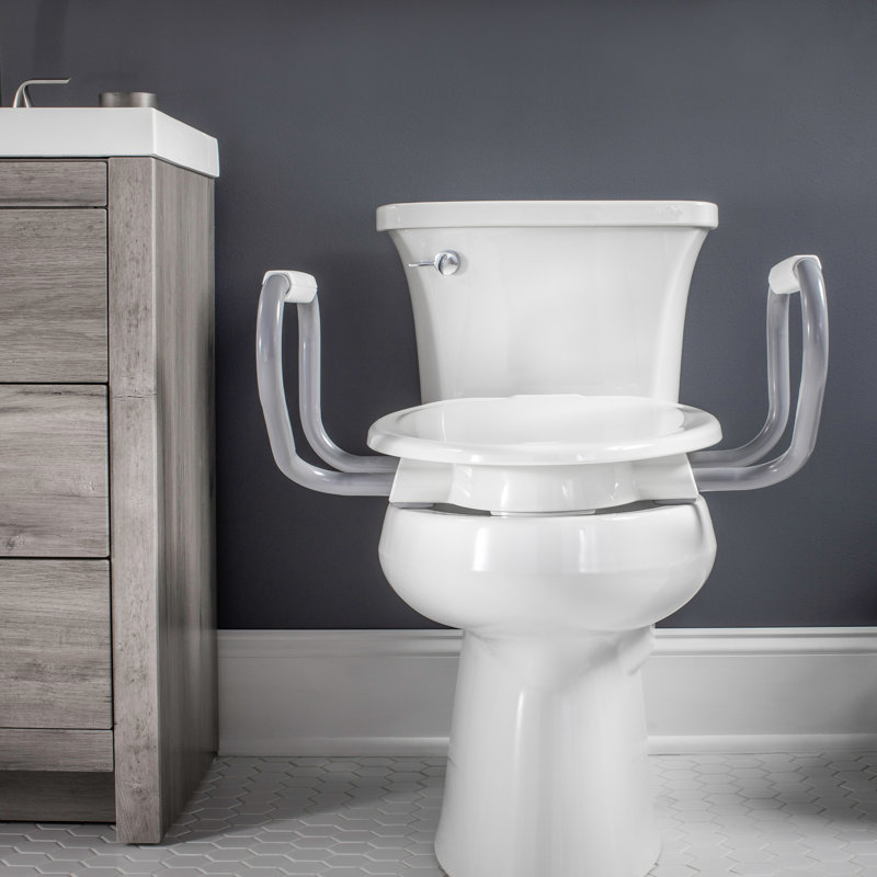 Assurance 3" Raised Toilet Seat with Handles, Clean Shield Guard, Secure Hinges, Round, White