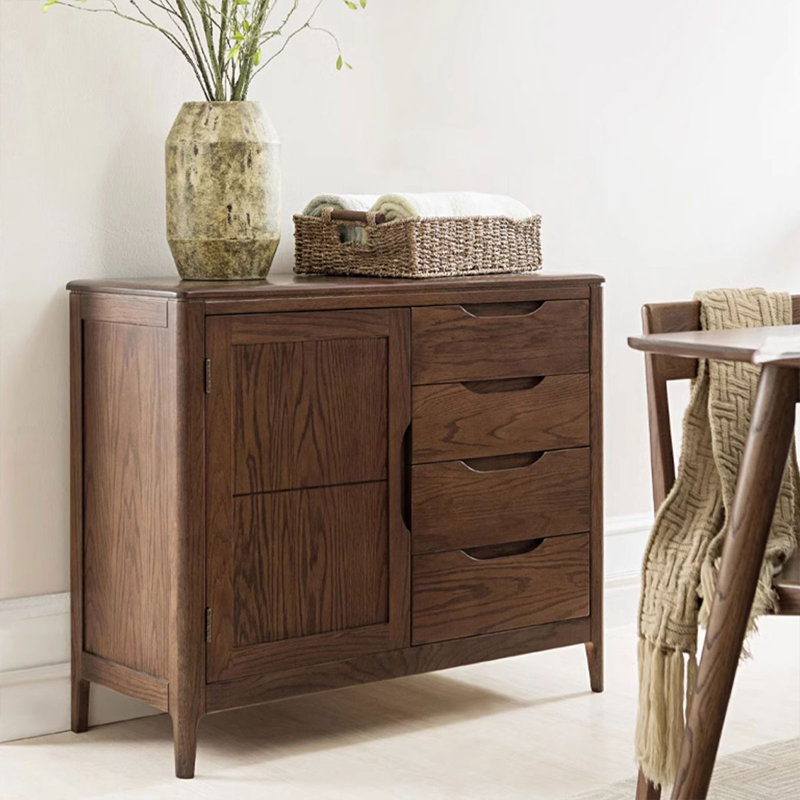 Modern Nut-Brown Solid Wood Sideboard