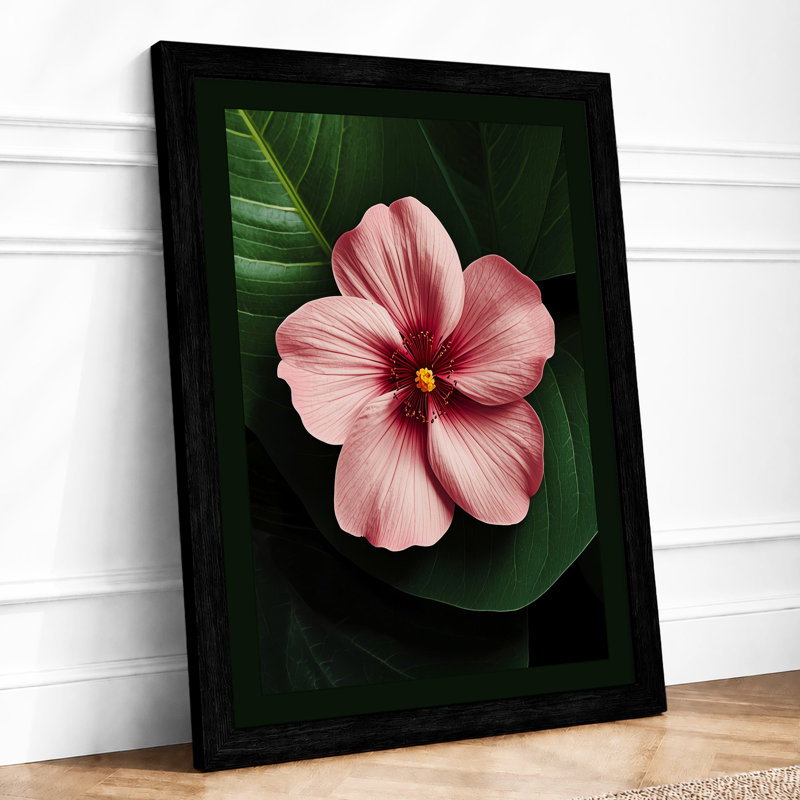 Pink Blossom In Green Botanical - Print, Black, A4 - 29.7 x 21.0 cm