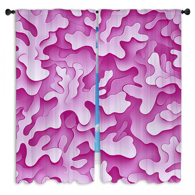 Pink Abstract Window Curtains  Abstract Bohemian Drapes - 2 Panels
