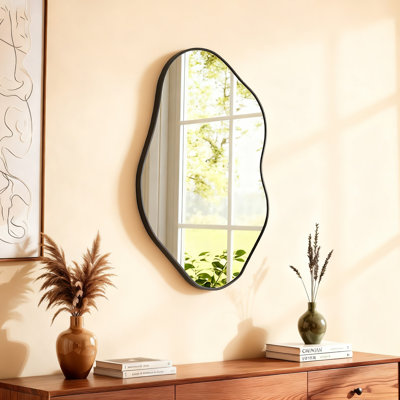 Cloud-shaped Wall Mirror | Aluminum Frame Shatterproof Glass | Modern Decorative Mirror for Bathroom Vanity, Bedroom, Living Room