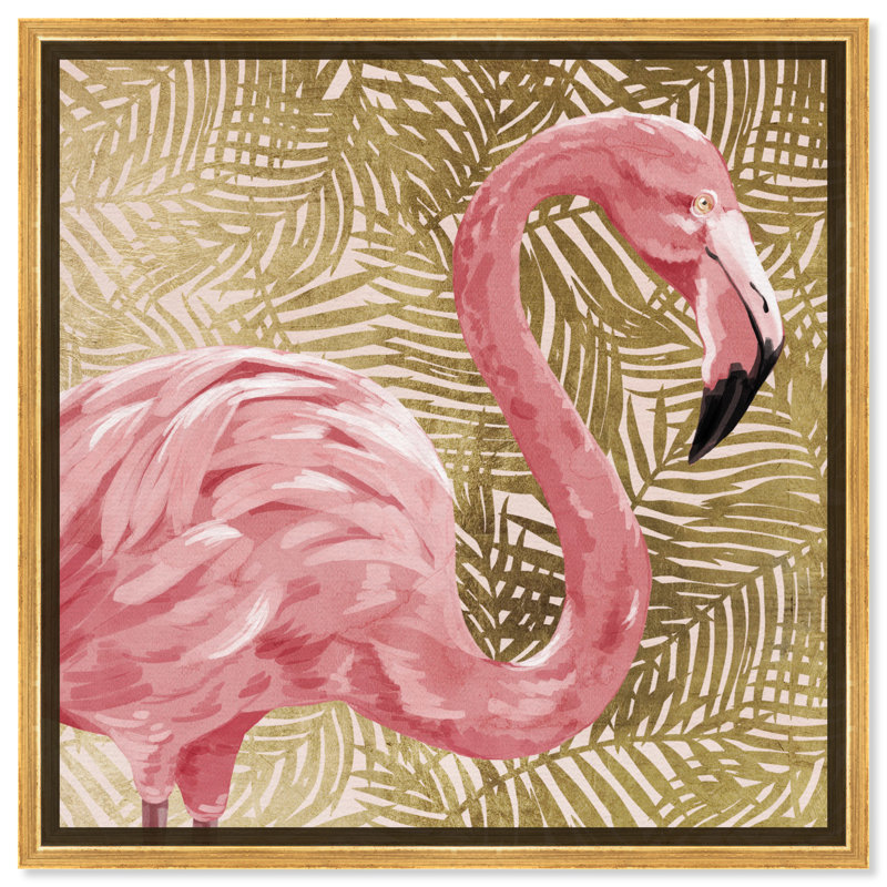 Reproduction d'art animalier «Flamingo Profile Gold» par Oliver Gal, H 40 po x l 40 po x P 2 po