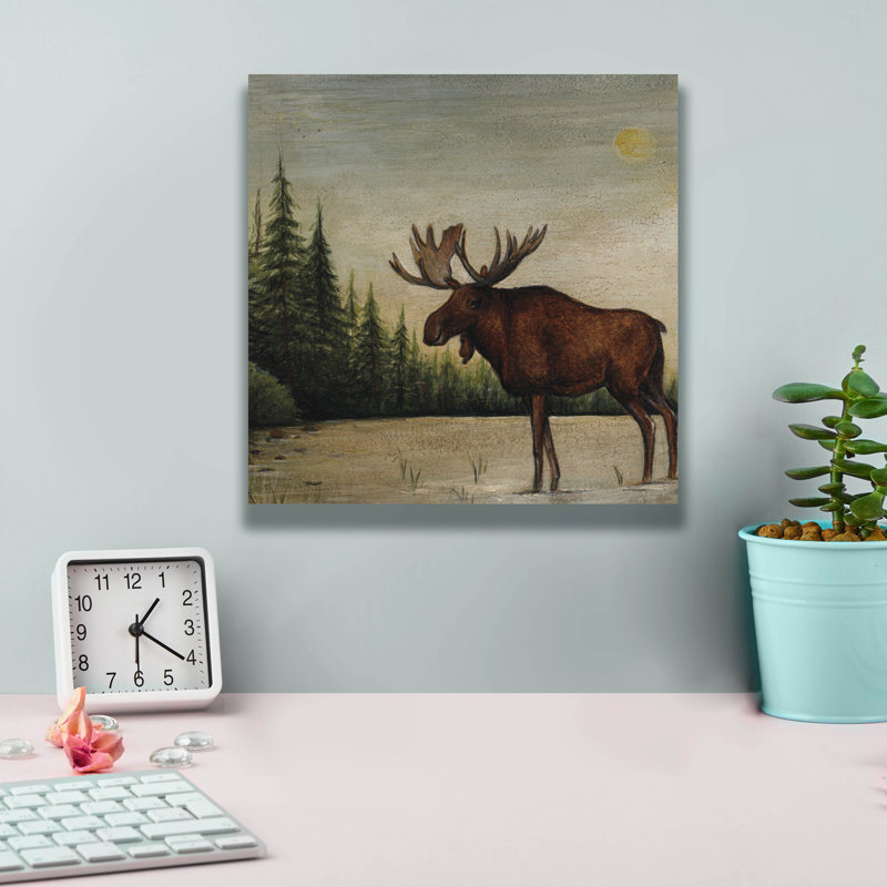 Art mural sur toile Epic Graffiti «North Woods Moose 2» par David Carter Brown, H 12 po x l 12 po x P 0,75 po