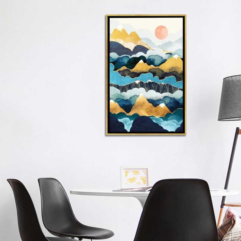 Cloud Peaks - impression d'art graphique, Aucun mat, H 40 po x l 26 po x P 1,5 po, Toile encadrée d'or