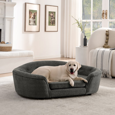 Canapé ovale pour chien, canapé pour animal de compagnie avec dossier capitonné