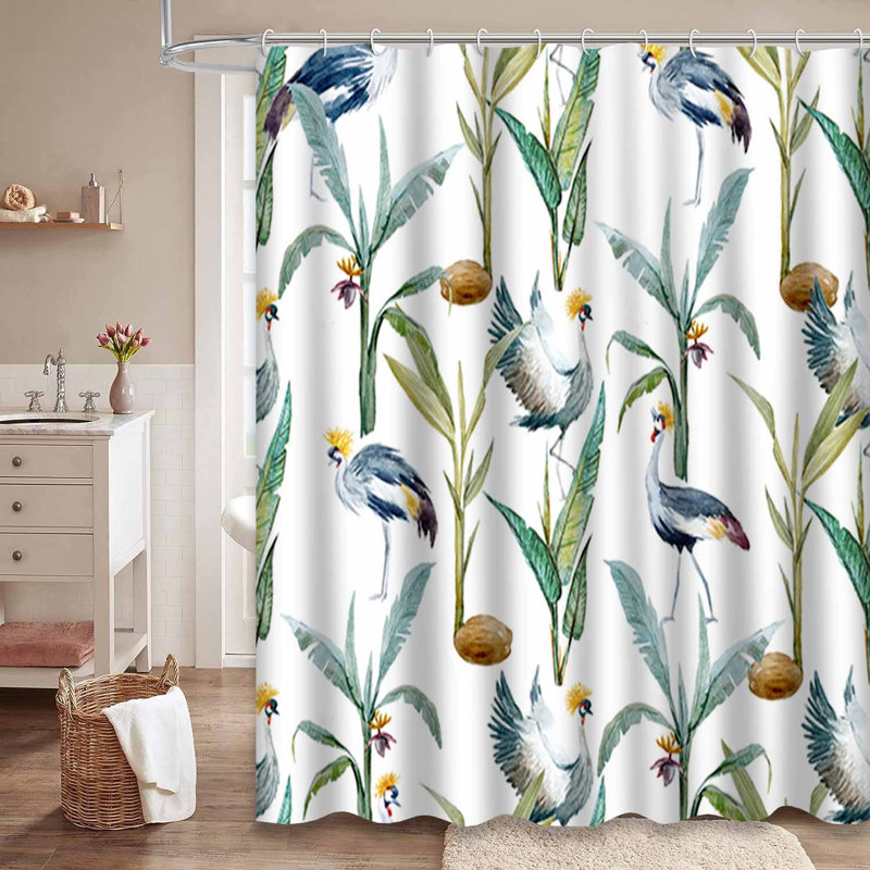 Aquarelle, oiseaux, grue d'Afrique, cigogne blanche, gris avec 12 crochets, L 72 po x l 72 po