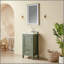 Meuble-lavabo sur pied vert simple entièrement assemblé de 18 po avec plateau en céramique à 3 trous