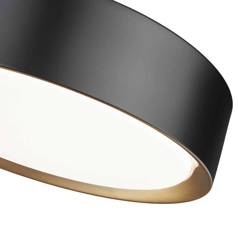 Plafonnier encastré 1 lumière Asalah, Noir mat / Or, H 3 po x l 12 po x P 12 po