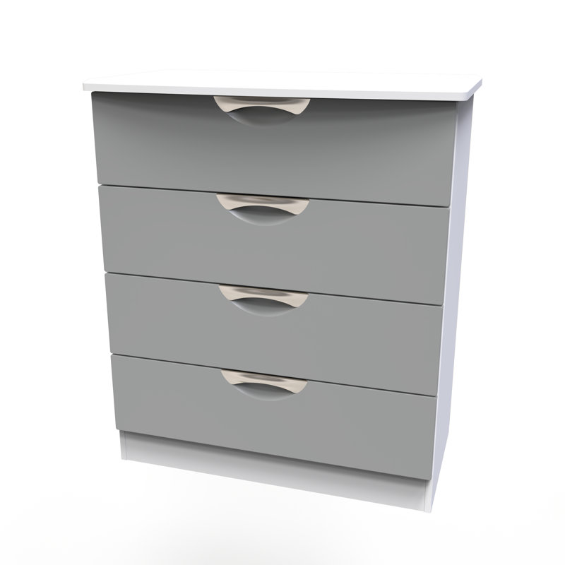 Fully Assembled Leodis 4 - Drawer Chest of Drawers, Dusk Grey/White