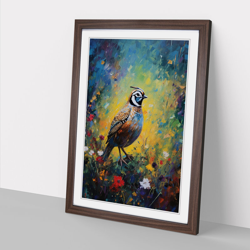 Partridge Impressionism No.2 - Single Picture Frame Print on Wood, Walnut Framed, 64cm H x 46cm W x 2cm D