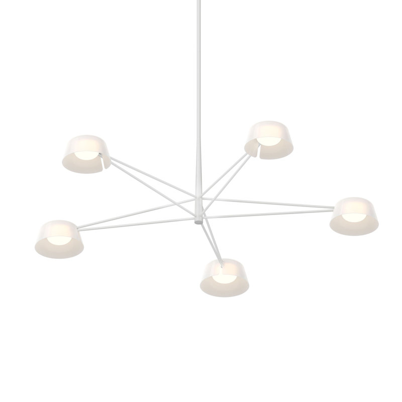 Ray LED Chandelier, Opal White, Warm Gray, 5