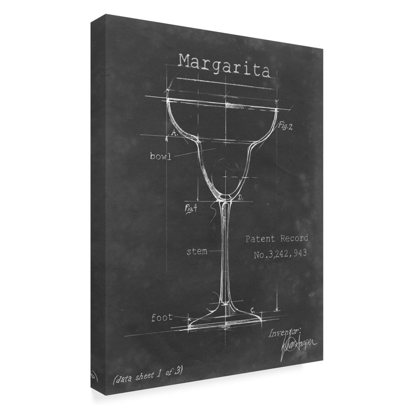 «Barware Blueprint VI» par Ethan Harper - reproduction d'art sur toile, H 47 po x l 35 po x P 2 po
