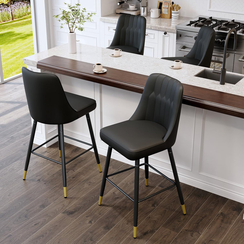Ensemble de 4 tabourets de bar, tabourets de bar à hauteur de comptoir avec dossier, tabourets de cuisine modernes en similicuir