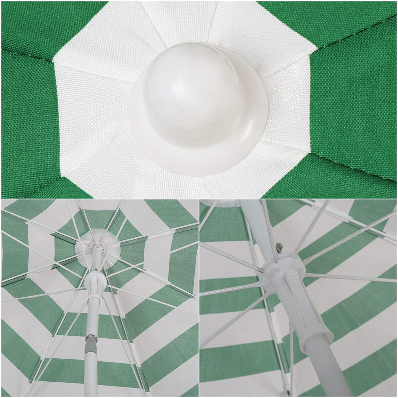 1.6m Beach Parasol, Green/White