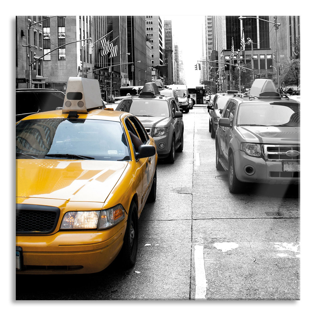 Ungerahmtes Foto auf Glas "Taxi in New York"