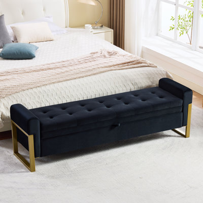 67'' W Modern Upholstered Flip Top Velvet Storage Bedroom Bench
