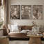 «Neutral Toned Christmas Trio with Santa, Books and Deer Art», reproduction d'art sur toile encadrée 3 pièces-120667432-120667434