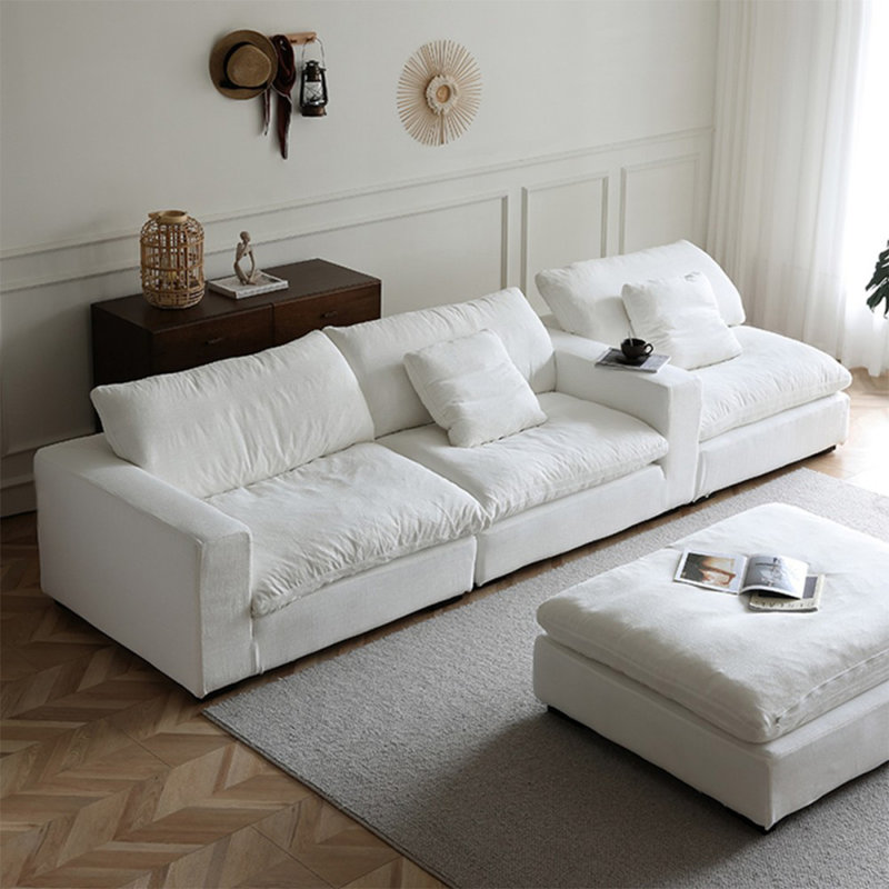 Coussin modulaire blanc en polyester, H 25,59 po x l 134,65 po x P 44,88 po