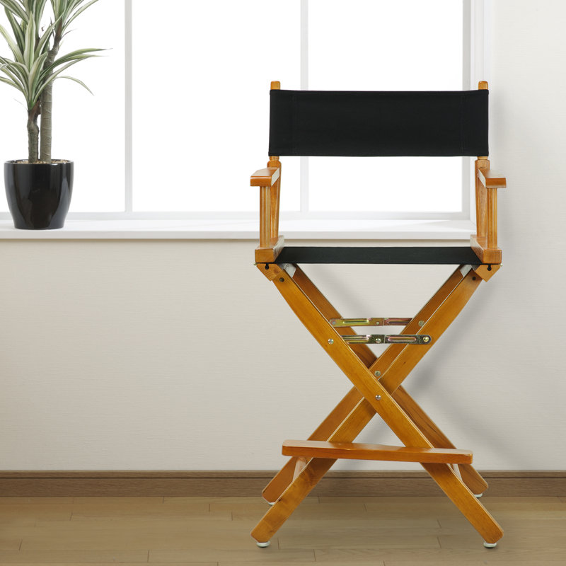 Chaise de réalisateur pliante 24 po, Marine, Chêne miel